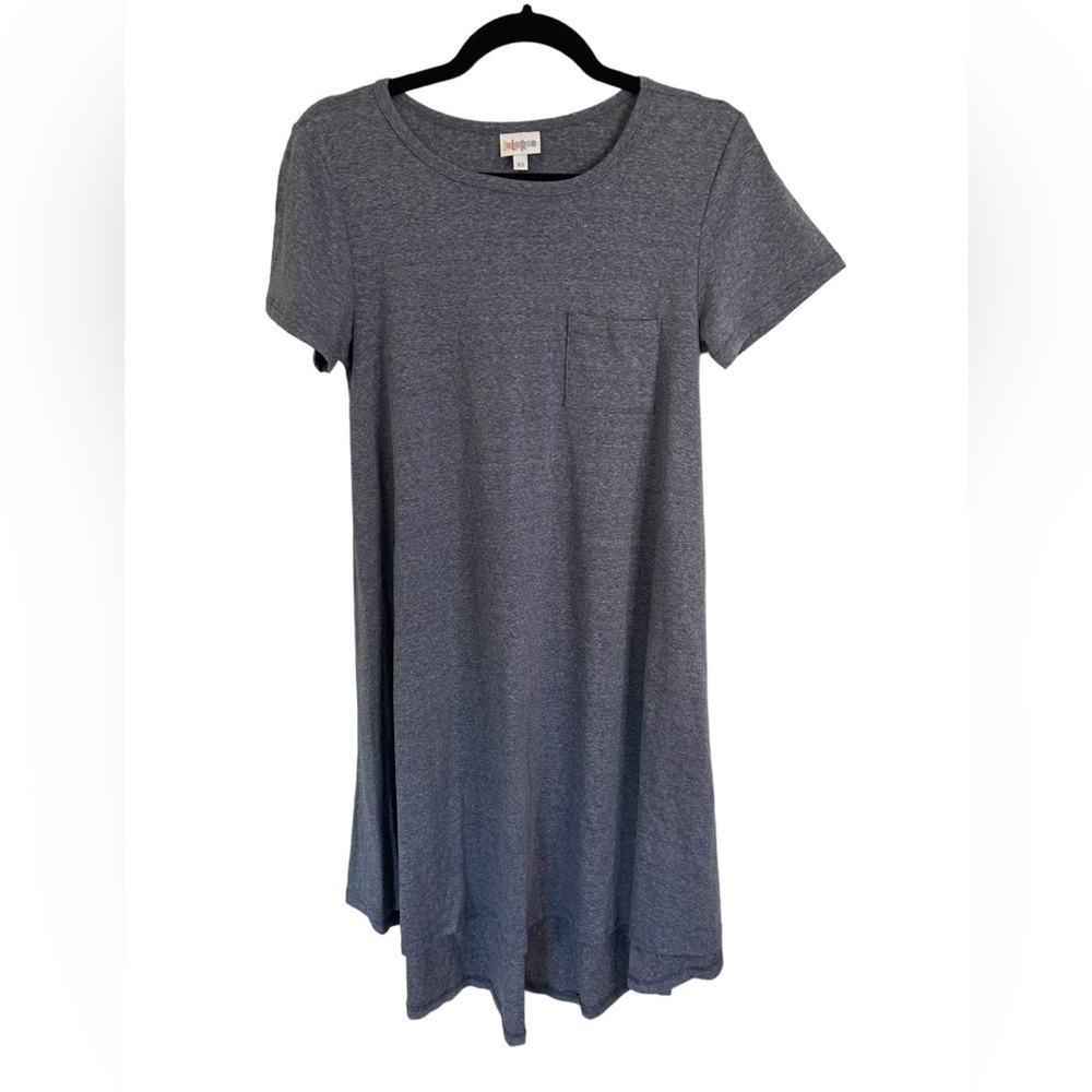 ♥️LULAROE Carly High Low Comfy T-shirt Dress Heathered Blue Women’s Size XS